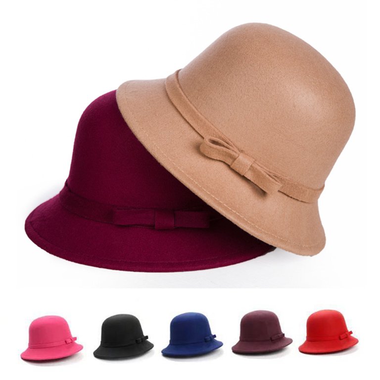 Cheers.US Womens Vintage Wool Felt Cloche Bowler Felt Buckle  display picture 3