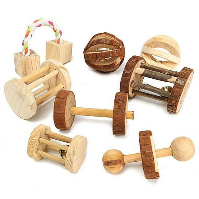 Cheers.US Wood Mini Exercise Chew Hamster Chew Toys,Wooden Pine Guinea Pigs Rats Chinchillas