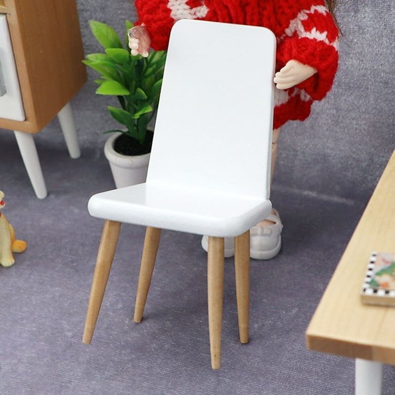 Cheers.us Wooden Mini Multi Purpose Armchairs Modern Style Dinning Lounge Chairs 1 12 Scale Kids Toy Size Small White