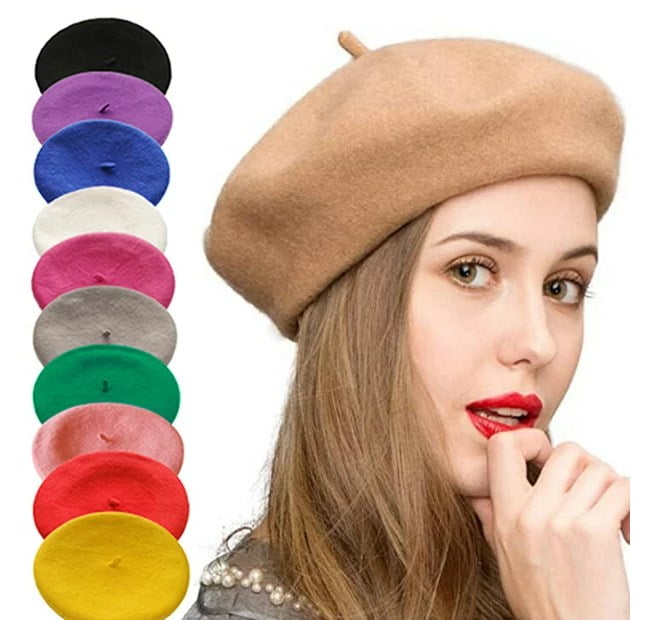 chanel black beret hat