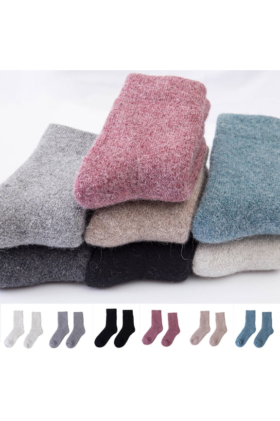 Wool Socks Thick Warm Winter Vintage Knit Thermal Gifts Unisex Women Men Solid Color Thicken Thermal Middle Tube Soft Woolen Socks