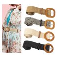 thumbnail image 1 of Cheers.US Woven Elastic Stretch Waist Belt Women Skinny Dress Belt Wooden Buckle Waist Dress Band, 1 of 7