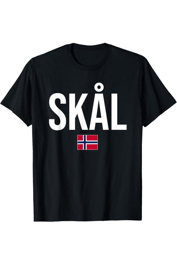 Cheers in Norwegian Norway T-ShirtMen and women, Black T-shirt, size: Extra large S-4XL