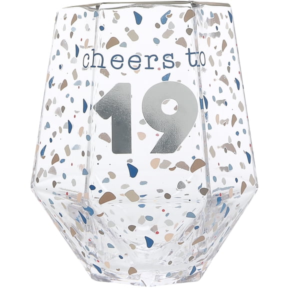 Pavilion Gift Company - Cheers to 19 - 16 oz Geometric Glass