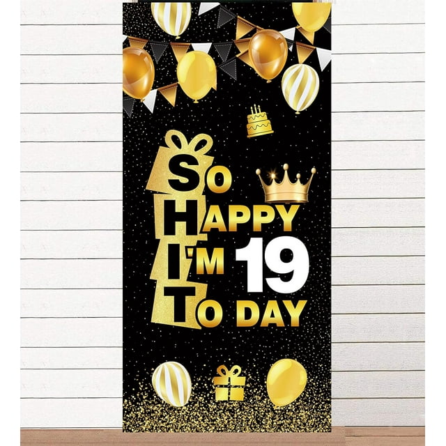 Cheers to 19 Years Old! Celebrate in Style with our Black Gold Banner