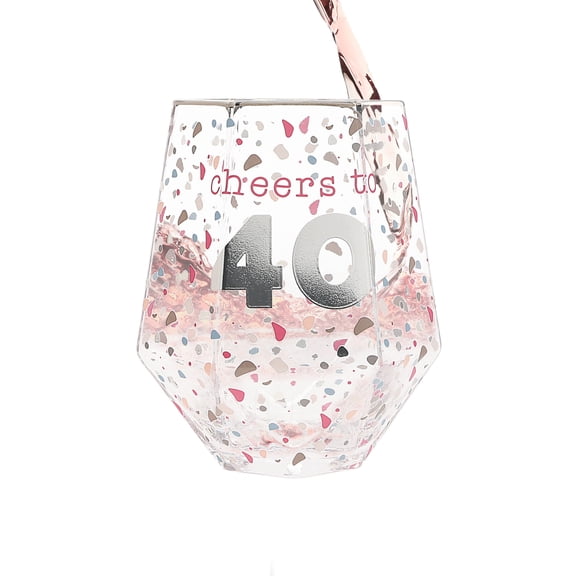 Pavilion Gift Company - Cheers to 40 - 16 oz Geometric Glass