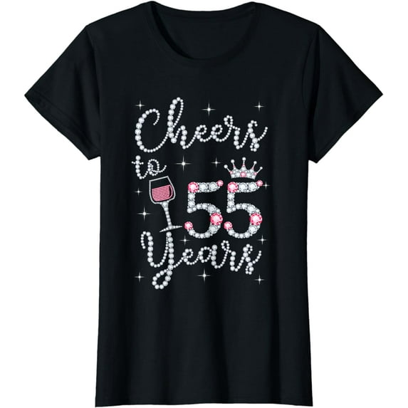 Cheers to 55 Years 1964 55Th Birthday Gift Tee For Womens T-Shirt