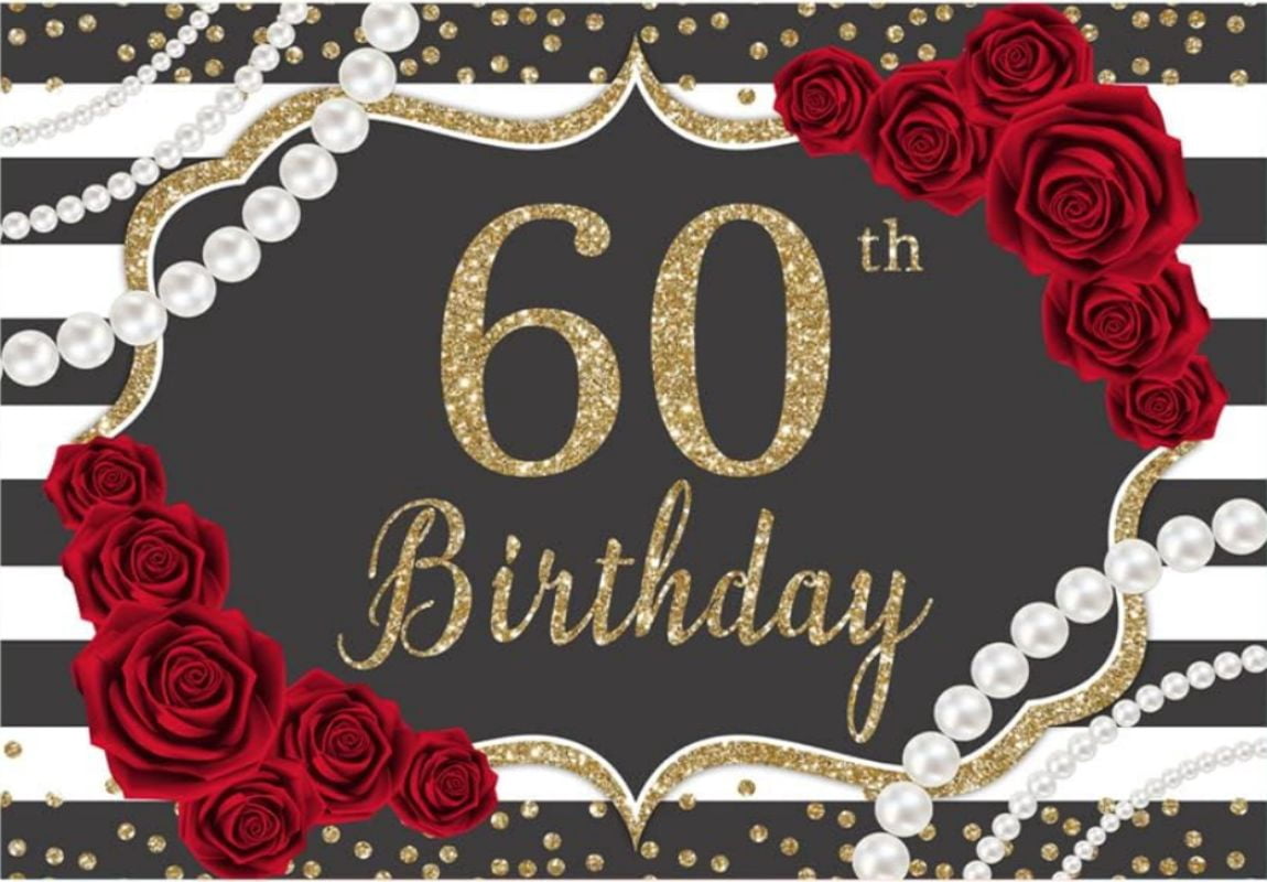 Cheers to 60 Years Backdrop Banner Happy 60th Birthday Background ...