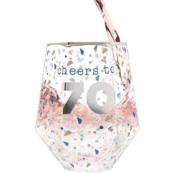 Pavilion Gift Company - Cheers to 70 - 16 oz Geometric Glass