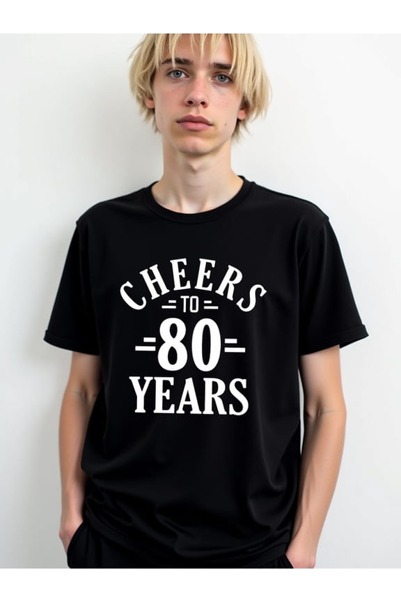 Cheers to 80 Years Tee mens funny t shirts black gifts casual Wearable year-round Spring and summer outdoor wear Basic Unisex Shirt Printed tshirts