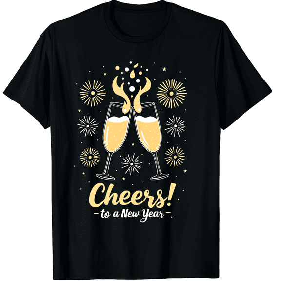 Cheers to A New Year Eve Party Countdown Happy New Year 2026 Graphic Tee T-Shirt for Men Women