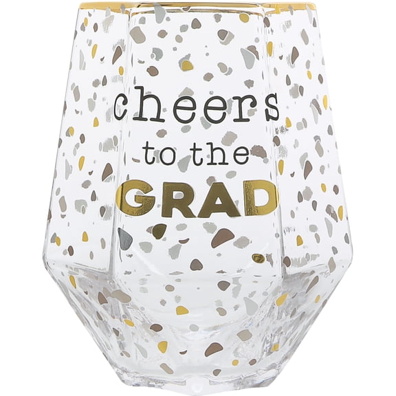 Pavilion Gift Company - Cheers to the Grad - 16 oz Geometric Glass