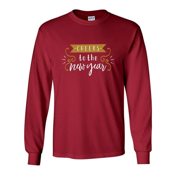 Cheers to the New Year Festive Unisex Adult Long Sleeve T-shirt-Cardinal Red-medium