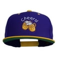 thumbnail image 1 of Cheers with Beer Mugs Embroidered Two Tone Snapback Cap - Purple Gold OSFM, 1 of 5