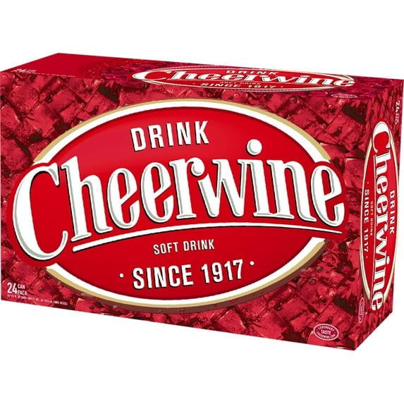 Cheerwine Soft Drink, 12 fl oz, 24 Pack Cans