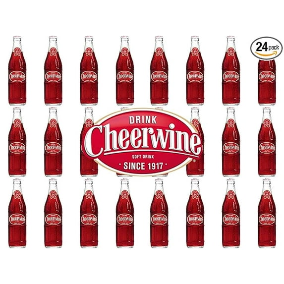 Cheerwine Uniquely Southern Cherry Soda - Fizzy Wild Cherry Taste - Bundled by Louisiana Pantry (Original Cherry, 24 Pack 12 oz Glass Bottles)