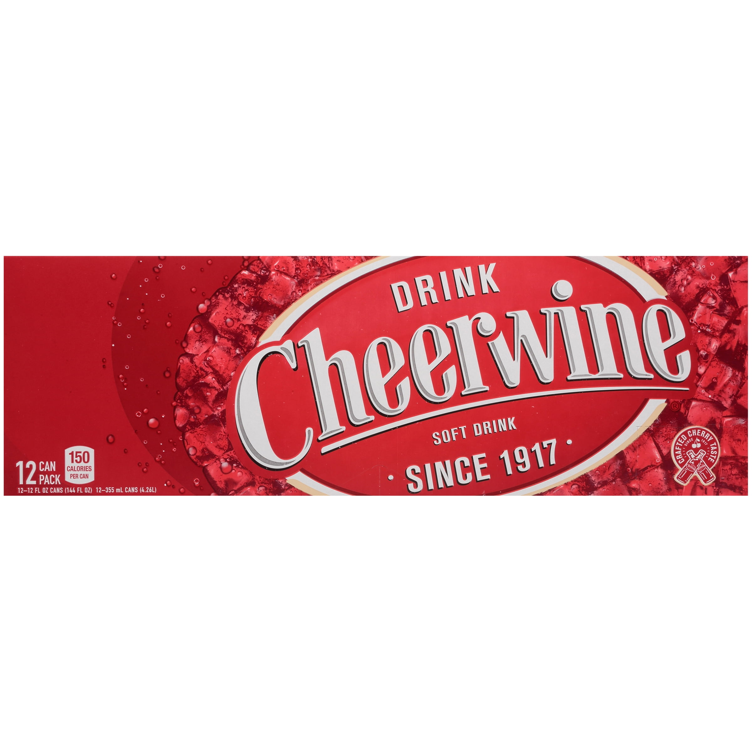 Cheerwine Uniquely Sparkling Cherry Soft Drink, 12 fl oz, 12-Pack