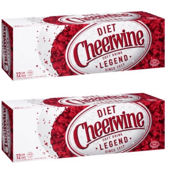 Cheerwine Zero Cherry Soda 12 oz Cans - 24 Pack