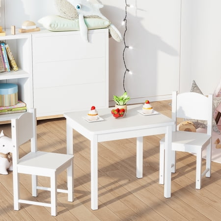 Cheerwing Wooden Kids 3-Piece Table and Chairs Set, Great for Playing, Learning, Eating