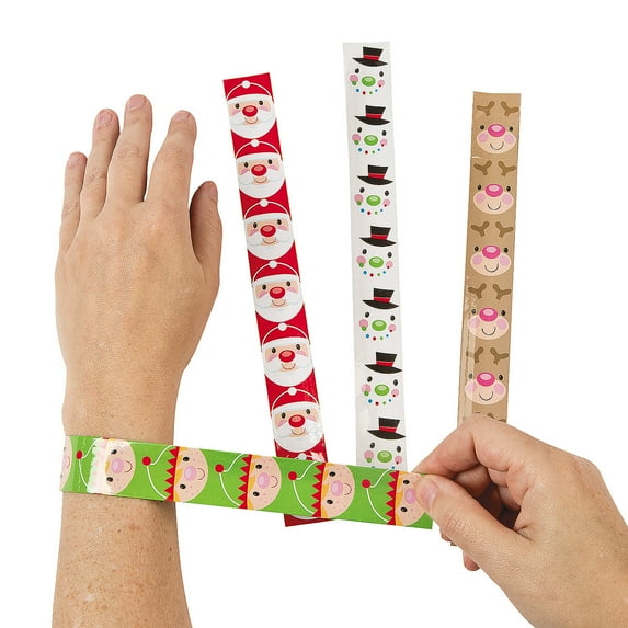 Cheery Christmas Slap Bracelets - Party Favors - 12 Pieces