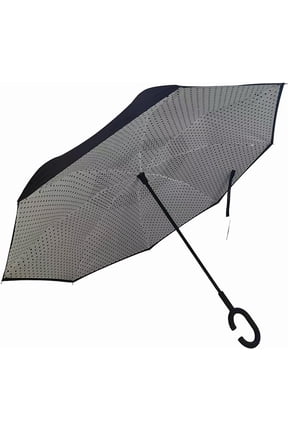 Inverted Umbrella - Upside Down Reverse Umbrella for Rain and Sun Protection - Windproof Inside Out Car, Outdoor, Beach Accessory - Camping, Cruise, Vacation Essential Gear (Polka Dots)