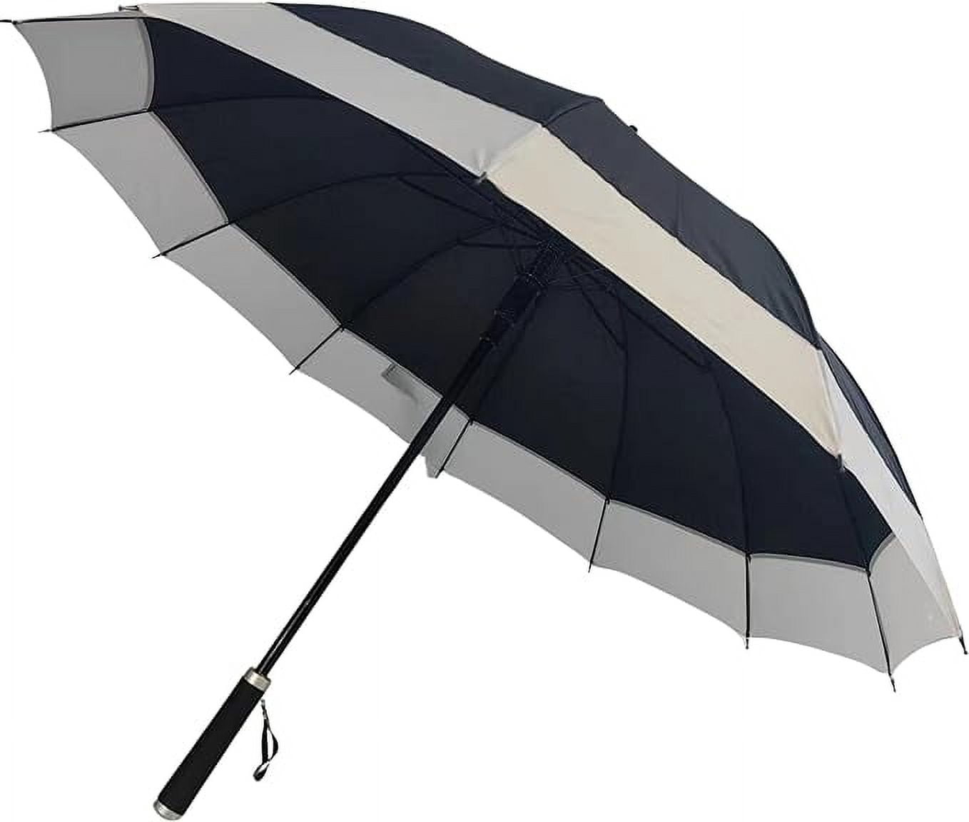 Cheery Stick Umbrella for Rain - Classic Cane Outdoor Umbrella - Automatic, Sun, and Windproof Camping Equipment - 14-Spine Heavy-Duty Walking, Hiking Gear (Black)
