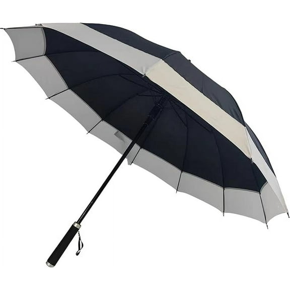 Cheery Stick Umbrella for Rain - Classic Cane Outdoor Umbrella - Automatic, Sun, and Windproof Camping Equipment - 14-Spine Heavy-Duty Walking, Hiking Gear (Black)