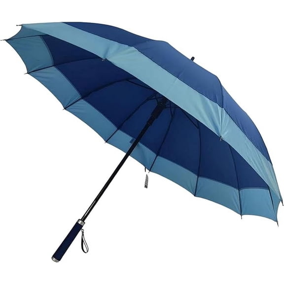 Cheery Stick Umbrella for Rain - Classic Cane Outdoor Umbrella - Automatic, Sun, and Windproof Camping Equipment - 14-Spine Heavy-Duty Walking, Hiking Gear (Blue)