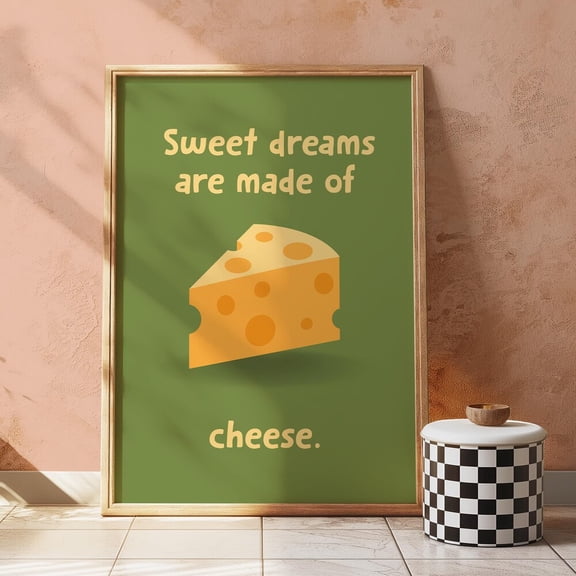 Cheese Art Print, Kitchen Wall Art, Preppy Wall Art, Bar Cart Art Print, Kitchen Decor, Retro Food Print, Vintage Cheese Print UNFRAMED PAPER POSTER, Home Decor, Vintage Gift, Living Room Dercor