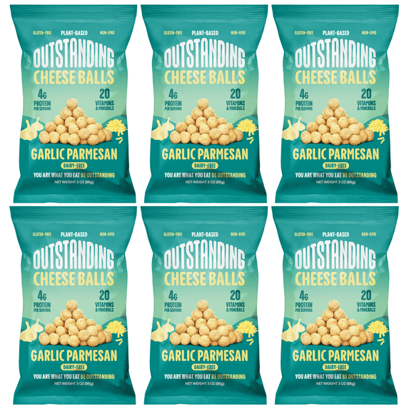 Cheese Balls by Outstanding Foods - Garlic Parmesan (Plant Based & Dairy-Free!) Size: 6 Bags