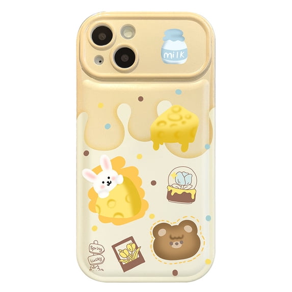 Cheese Bear suitable for iPhone 14 Promax, cute phone case suitable for women and girls