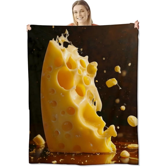 Cheese Blanket for Women Adults, Flannel Cheese Blankets Gifts, Cheese Throw Blanket for Sofa Bed Living Room Soft Warm Cozy Cheese Decor 50" x 40"