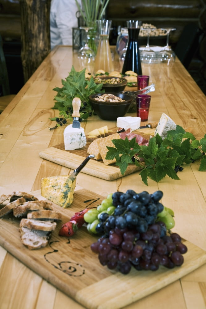 Cheese Bread And Fruit Hors Doervres Prepared For Guests At Winter Lake Lodge Summer In Southcentral Alaska Canvas Art - Jeff Schultz  Design Pics (22 x 34)