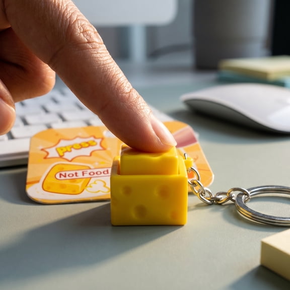 Cheese Button Pendant Fidget Toy Keychain, Pop It Stress Relief Toy for Ki*ds and Adults, Portable Decompression Keychain for Bag and Backpack, Trendy Gift for Anxiety Relief