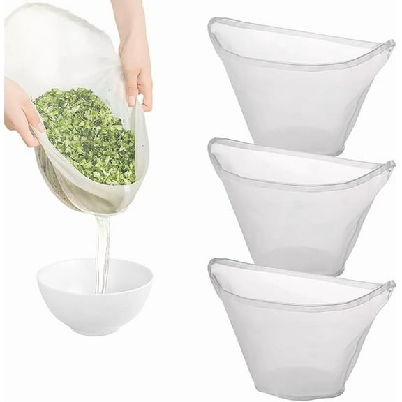 Cheese Cloth Bag for Straining, 3Pcs Soy Milk Bags Organic Cotton Reusable Cheese Cloth Bag, Bowl Shaped Nylon Nut Milk Bag, Fine Mesh Food Strainer Bag for Straining Oat Milk (Medium)