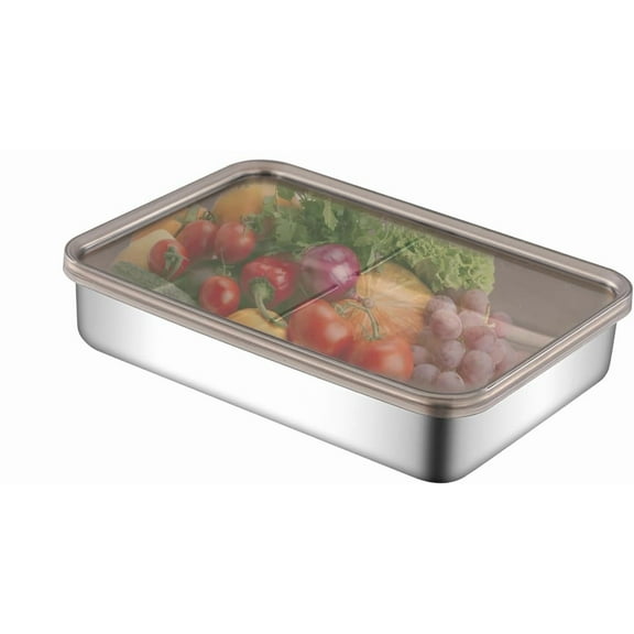 Cheese Container for Refrigerator, 1 Pack 304 Stainless Steel Airtight Deli Meat Storage Containers with Lids for Fridge, Dishwasher Safe Food Storage Containers Fridge Organizers and Storage(42 OZ)