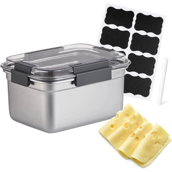 Cheese Container for Refrigerator,Cheese Stainless Steel Container with Lids,Del