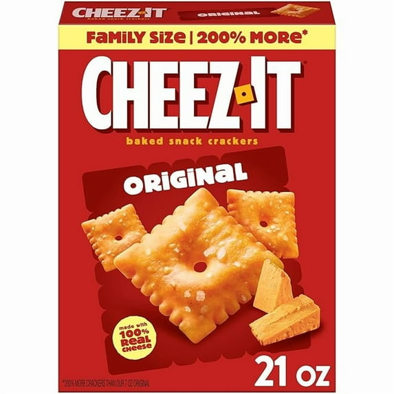 Cheese Crackers, Baked Snack Crackers, Lunch Snacks, Family Size, Original, 21oz Box (1 Box) Pack of 1
