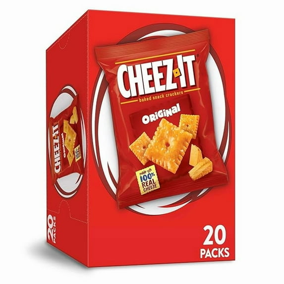 Cheese Crackers, Baked Snack Crackers, Lunch Snacks, Original, 20oz Box (20 Packs)