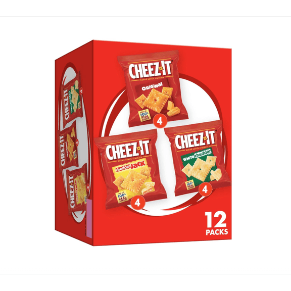 Cheese Crackers Baked Snack Crackers Variety Pack No Artificial Flavor 12 Packs 12.1oz Box