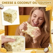 Cheese Cube Blocks Cube Squishy, Coconut Squishy Cube, Soft Pressure Relief Dolls, Squishy Fidget Gadget, Decompression Sensory Dolls, Anxiety Relief Desk Ornament