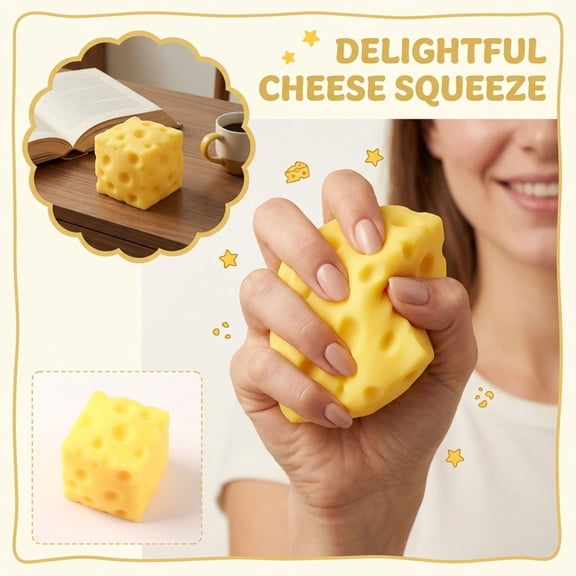 Cheese Cube Blocks Cube Squishy, Yellow Squishy Cube, Soft Pressure Relief Dolls, Squishy Fidget Gadget, Decompression Sensory Dolls, Anxiety Relief Desk Ornament