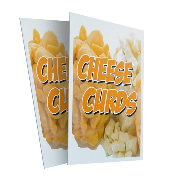 Cheese Curds (2-PACK) 24" x 36" Plastic Signs | Sign Insert 4mm Corrugated Plastic Signs Storefront Window Poster