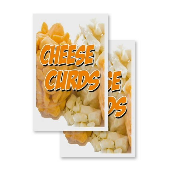 Cheese Curds (2-PACK) 24" x 36" Vinyl Decals | Sign Insert Peel & Stick Decals Stickers Window Signs