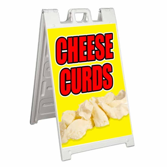 Cheese Curds (24" X 36") Standard A-Frame Signicade, Includes Decal Applied To Stand