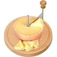 thumbnail image 1 of Cheese Curler Flower Maker Wheel Slicer, Stainless Steel Cheese Shaver, Manual Cheese Slicer Kit with Sharp Blade Wood Base, for Home, Restaurants, 1 of 7