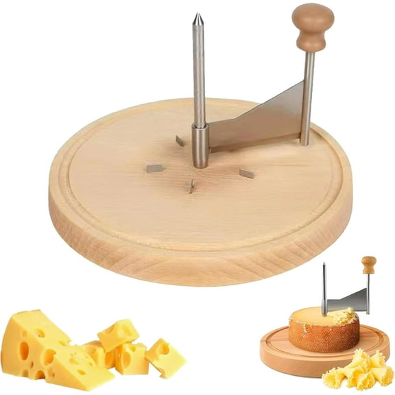 Cheese Curler Wheel with Lid, Cheese Curler Flower Maker Wheel Slicer, Rotating Stainless Steel Cheeses Shaver Cutter, Sharp Blade Wooden Base, Revealing Its Rich Flavor