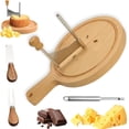 thumbnail image 1 of Cheese Curler Wheel, Stainless Steel Cheese Curler Flower Maker Wheel Slicer with Punch Tool, Handheld Cheeses Shaver Wooden Base, for Cheeses, Chocolate (B-A), 1 of 7