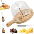 thumbnail image 1 of Cheese Curler Wheel, Stainless Steel Cheese Curler Flower Maker Wheel Slicer with Punch Tool, Handheld Cheeses Shaver Wooden Base, for Cheeses, Chocolate (B-B), 1 of 9