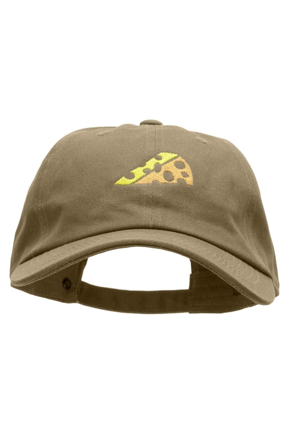 Cheese Embroidered Unstructured Cotton Twill Washed Cap - Khaki OSFM
